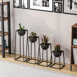 Aberto Design GED-018 Maceta Decorativa de Metal Negra